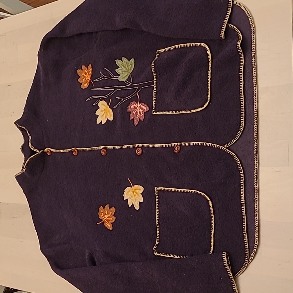 EUC VTG Kid-u-not Kitchsy Fall Themed Sweater Jacket with Pockets